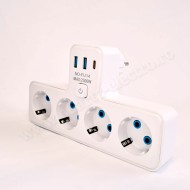 Triplu-stecher 1 intrare 4 ieșiri 2 porturi USB și 1 port Type-C