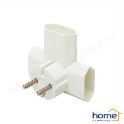 Triplu-stecher 3 prize euro distribuitor T alb montare încastrată Home Triplu-stecher 3 prize euro distribuitor T alb montare încastrată Home