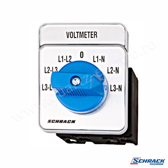 Comutator voltmetric 3P de panou 20A L1L2-L2L3-L3L1-0-L1N-L2N-L3N IP40/IP65 IN009V02 SCHRACK Comutator voltmetric 3P de panou 20A L1L2-L2L3-L3L1-0-L1N-L2N-L3N IP40/IP65 IN009V02 SCHRACK