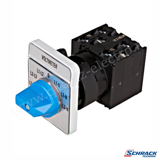 Comutator voltmetric 3P de panou 20A L1L2-L2L3-L3L1-0-L1N-L2N-L3N IP40/IP65 IN009V02 SCHRACK Comutator voltmetric 3P de panou 20A L1L2-L2L3-L3L1-0-L1N-L2N-L3N IP40/IP65 IN009V02 SCHRACK