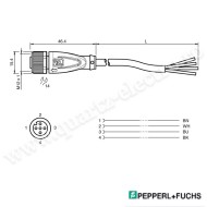 Cablu conectare mamă cu un singur capăt M12 drept cod A 4 pini cablu PVC negru V1-G-BK5M-PVC-U Pepperl+Fuchs
