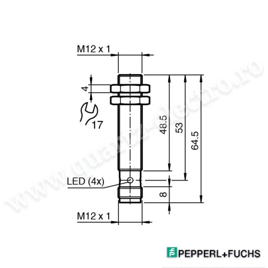 Senzor inductiv PNP / NO 0÷4mm 10÷30VDC M12 IP67 200mA PEPPERL+FUCHS Senzor inductiv PNP / NO 0÷4mm 10÷30VDC M12 IP67 200mA PEPPERL+FUCHS