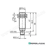 Senzor de proximitate inductiv diametru 18mm PNP 10-30V conector V1 IP67 NBB8-18GM50-E2-V1 Pepperl+Fuchs