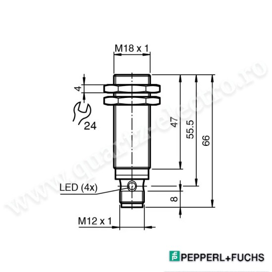 Senzor de proximitate inductiv diametru 18mm PNP 10-30V conector V1 IP67 NBB8-18GM50-E2-V1 Pepperl+Fuchs