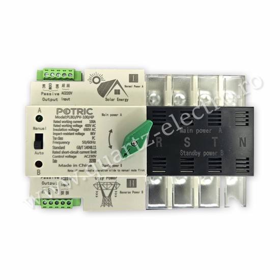 Comutator Transfer Automat trifazat pentru Panouri Fotovoltaice 400V 100A ATS Comutator Transfer Automat trifazat pentru Panouri Fotovoltaice 400V 100A ATS