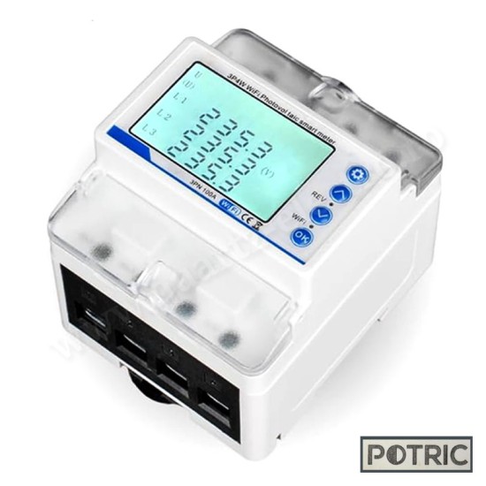 Contor de energie si releu de protectie inteligent Wifi trifazat 100A Potric Contor de energie si releu de protectie inteligent Wifi trifazat 100A Potric