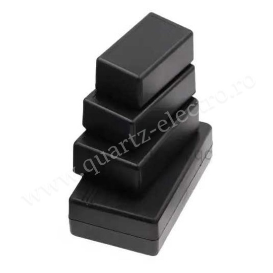 Cutie cu auto-inchidere 71x41x23 mm negru pentru montaje electronice Cutie cu auto-inchidere 71x41x23 mm negru pentru montaje electronice