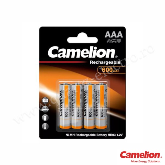 Baterii Reincarcabile AAA LR3 Ni-MH 1.2V 600mAh Camelion Blister 4 bucati Baterii Reincarcabile AAA LR3 Ni-MH 1.2V 600mAh Camelion Blister 4 bucati
