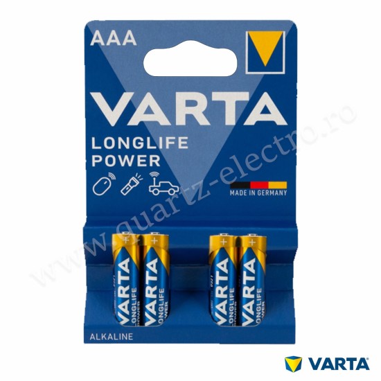 Baterii alcaline Longlife Power AAA LR3 1.5V VARTA Blister 4 bucati