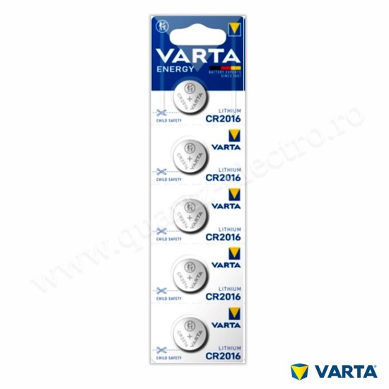  Baterii Litiu 3V CR2016 90mAh VARTA Blister 5 bucati