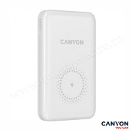 POWER BANK WIRELESS, 10000MAH, INTRARE USB-C/MICROUSB, IESIRE USB-A/USB-C, 12V-1,5A, ALB CANYON 
