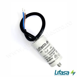 Condensator pornire motor 4uF cu conexiune fir LIFASA Condensator pornire motor 4uF cu conexiune fir LIFASA