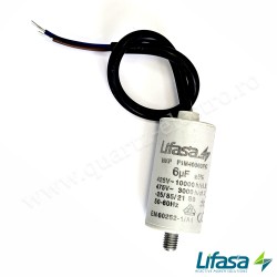 Condensator pornire motor 6uF cu conexiune fir LIFASA Condensator pornire motor 6uF cu conexiune fir LIFASA