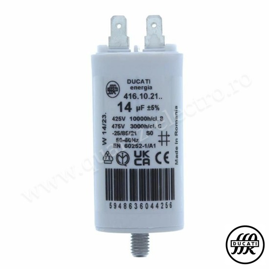 Condensator pornire motor 425V 14uF cu fisa plata pentru papuc DUCATI