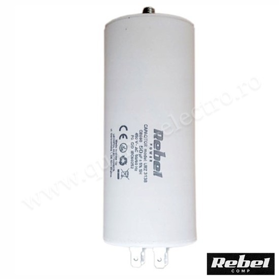 Condensator pornire motor 450V 50uF cu fisa plata pentru papuc Rebel