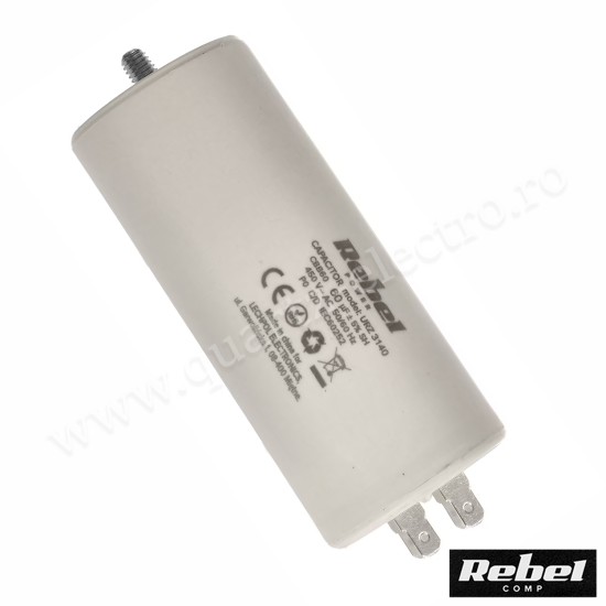 Condensator pornire motor 450V 60uF cu fisa plata pentru papuc Rebel Condensator pornire motor 450V 60uF cu fisa plata pentru papuc Rebel