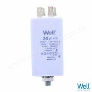 Condensator pornire motor 400V 20uF cu fisa plata pentru papuc Well