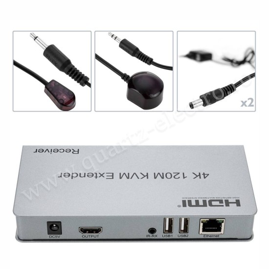 Prelungitor (extender) HDMI + Cat 5/6, distanta max. 120m + KVM Prelungitor (extender) HDMI + Cat 5/6, distanta max. 120m + KVM