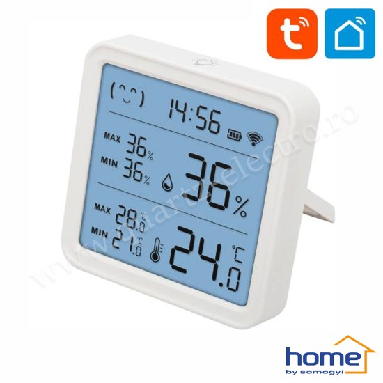 Termometru și higrometru smart cu ceas HSTHC Home