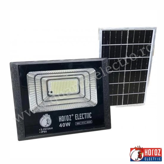 PROIECTOR LED CU PANOU FOTOVOLTAIC, APLICAT, NEGRU, 40W 6400K IP65 068-012-0040 HOROZ