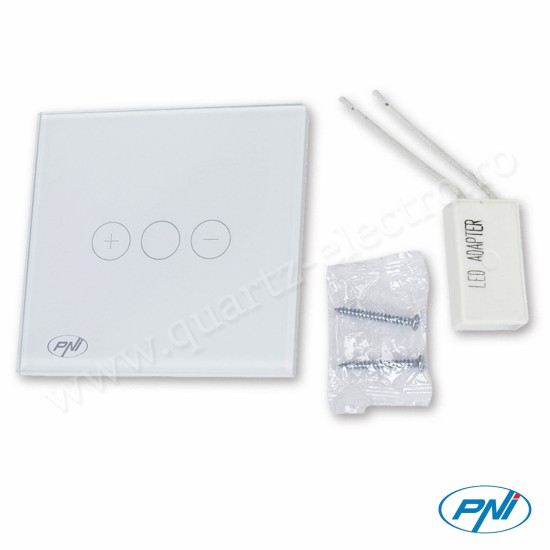 Intrerupator simplu cu touch si dimmer SafeHome DIM101, 1X700W, Live Wire, fara nul, sticla PNI