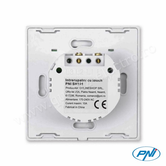 Intrerupator simplu cu touch SH101 din sticla, alb cu LED indicator 170-240V 200W 10A PNI Intrerupator simplu cu touch SH101 din sticla, alb cu LED indicator 170-240V 200W 10A PNI