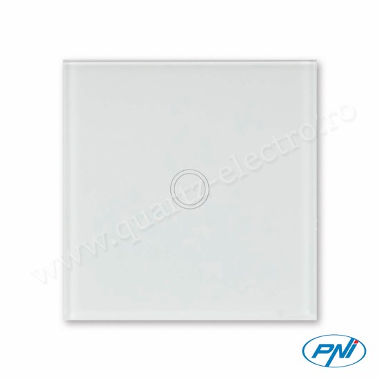 Intrerupator simplu cu touch SH101 din sticla, alb cu LED indicator 170-240V 200W 10A PNI Intrerupator simplu cu touch SH101 din sticla, alb cu LED indicator 170-240V 200W 10A PNI