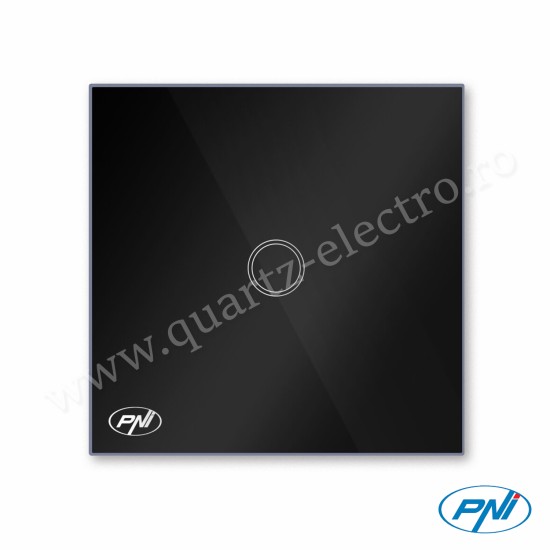 Intrerupator simplu cu touch SH121 din sticla negru cu LED indicator 170-240V 10A 200W PNI Intrerupator simplu cu touch SH121 din sticla negru cu LED indicator 170-240V 10A 200W PNI