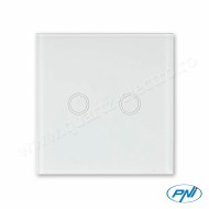 Intrerupator dublu cu touch SH202 din sticla, alb cu LED indicator 170-240V 200W 10A PNI