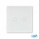 Intrerupator dublu cu touch SH202 din sticla, alb cu LED indicator 170-240V 200W 10A PNI Intrerupator dublu cu touch SH202 din sticla, alb cu LED indicator 170-240V 200W 10A PNI