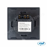 Intrerupator dublu cu touch SH222 din sticla negru cu LED indicator 10A, 2X200W PNI