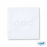Intrerupator triplu cu touch SH303 din sticla, alb cu LED indicator 170-240V 3X200W 10A PNI