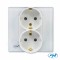 Priza dubla incastrabila WP222W 16A 3000W cu rama din sticla alb PNI