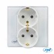 Priza dubla incastrabila WP222W 16A 3000W cu rama din sticla alb PNI