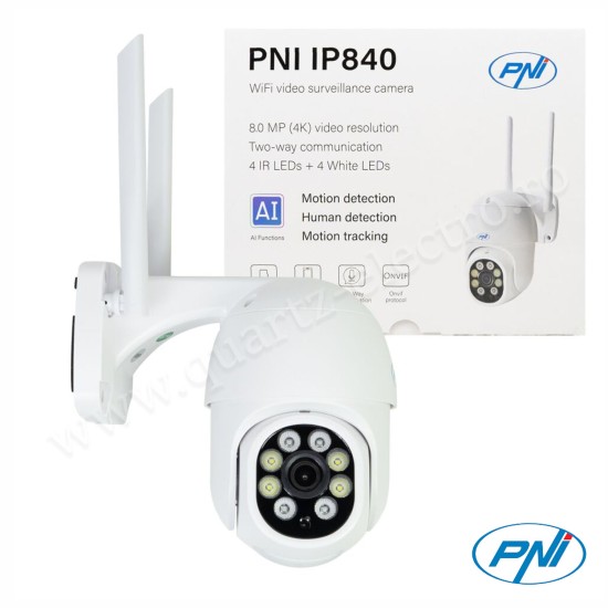 Camera supraveghere video wireless PNI IP840, WiFi 8MP 4K slot micro SD stand-alone