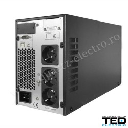 Ups 2000VA/1800W cu dubla conversie, unda sinusoidala pura, management, ecran LCD, 4x Acumulator 12V 9Ah, TED Electric