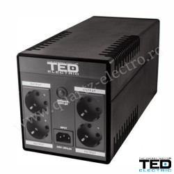 UPS cu stabilizator 1600VA 900W baterii 2 x 12V 9,1Ah 4 x prize Schuko cu ecran LCD TED