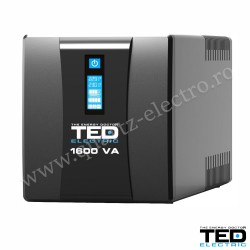 UPS cu stabilizator 1600VA 900W baterii 2 x 12V 9,1Ah 4 x prize Schuko cu ecran LCD TED