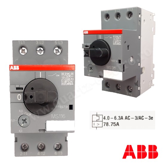 INTRERUPATOR AUTOMAT DE PROTECTIE MOTOR ABB MS116 (4-6.3) INTRERUPATOR AUTOMAT DE PROTECTIE MOTOR ABB MS116 (4-6.3)