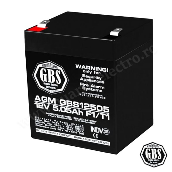 ACUMULATOR CU PLUMB 12V 5.05Ah F1, AGM VRLA, GBS ACUMULATOR CU PLUMB 12V 5.05Ah F1, AGM VRLA, GBS