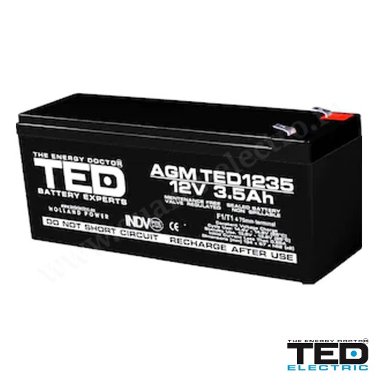ACUMULATOR CU PLUMB AGM VRLA 12V 3,5AH F1 TED