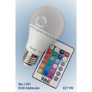 Bec LED A60 E27 9W 230V lumina RGB + lumina naturala  cu telecomanda , WELL
