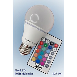 Bec LED A60 E27 9W 230V lumina RGB + lumina naturala cu telecomanda , WELL Bec LED A60 E27 9W 230V lumina RGB + lumina naturala cu telecomanda , WELL