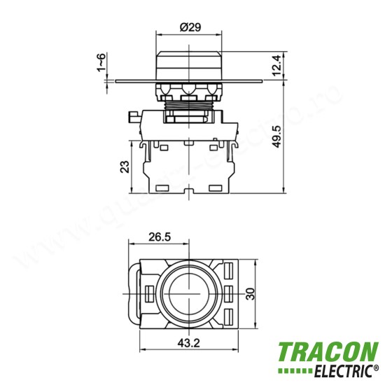 BUTON SIMPLU, GALBEN 1×NO, 5A/230V AC-15, IP65