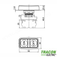 BUTON DUBLU PORNIT-OPRIT, I-O, VERDE+ROSU 1×NO+1×NC, 5A/230V AC-15, IP65