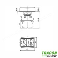 BUTON DUBLU PORNIT-OPRIT, ON-OFF, VERDE+ROSU 1×NO+1×NC, 5A/230V AC-15, IP65, LED 230V AC/DC