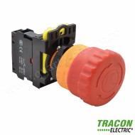BUTON DE  AVARIE, CU ZAVORARE, ROSU 1×NC, 5A/230V AC-15, 40mm, IP65