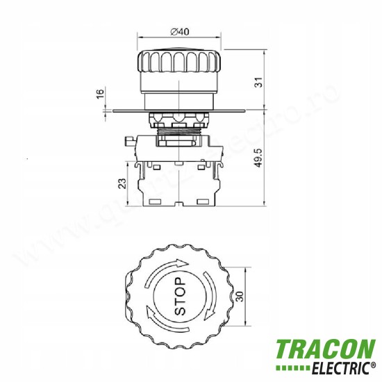 BUTON DE AVARIE, CU ZAVORARE, ROSU 1×NC, 5A/230V AC-15, 40mm, IP65 BUTON DE AVARIE, CU ZAVORARE, ROSU 1×NC, 5A/230V AC-15, 40mm, IP65