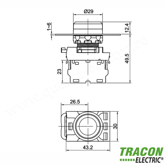 BUTON CU SEMNALIZARE LUMINOASA ROSU 1×NC, 5A/230V AC-15, IP65, LED 230V AC/DC BUTON CU SEMNALIZARE LUMINOASA ROSU 1×NC, 5A/230V AC-15, IP65, LED 230V AC/DC
