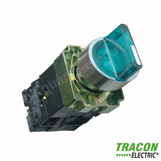 COMUTATOR CU BRAT ILUMINAT VERDE, LED, 3 POZITII 1×NC+1×NO, 3A/400V AC, IP42 COMUTATOR CU BRAT ILUMINAT VERDE, LED, 3 POZITII 1×NC+1×NO, 3A/400V AC, IP42